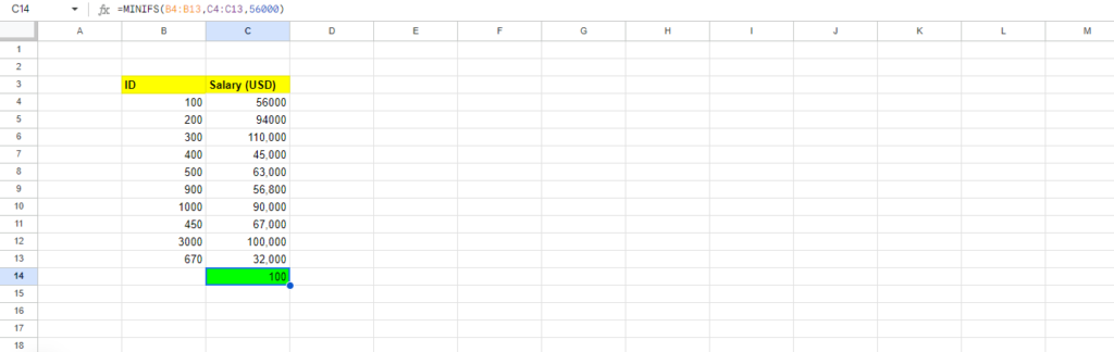 MINIFS/MAXIFS Excel Formula