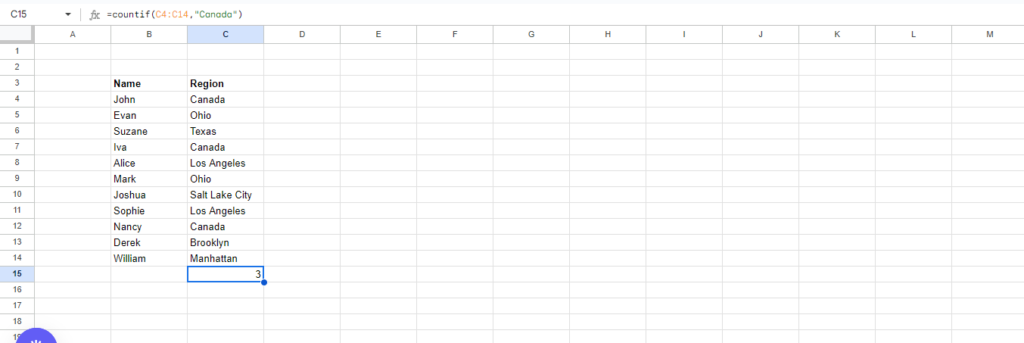 COUNTIF Excel Formula