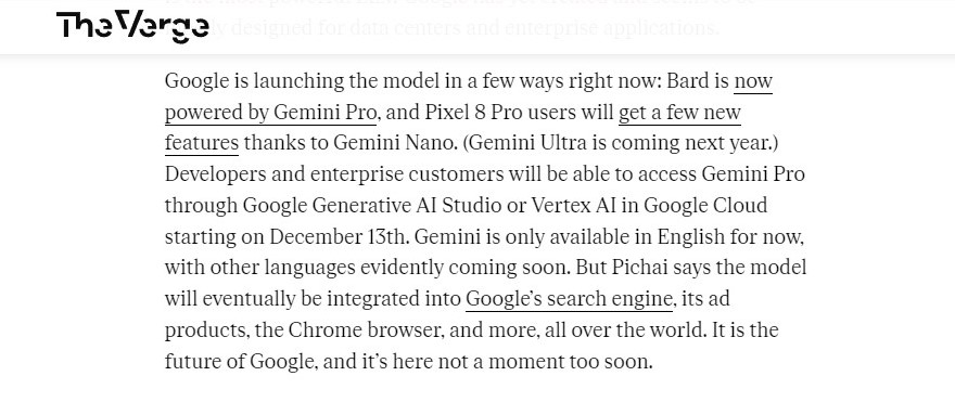 Developers and enterprise customers will be able to access Gemini Pro