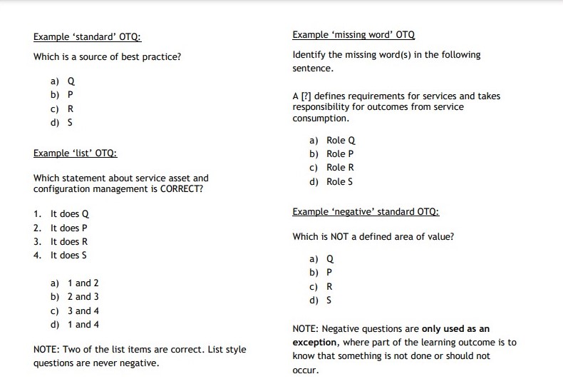 ITIL 4 Foundation question paper